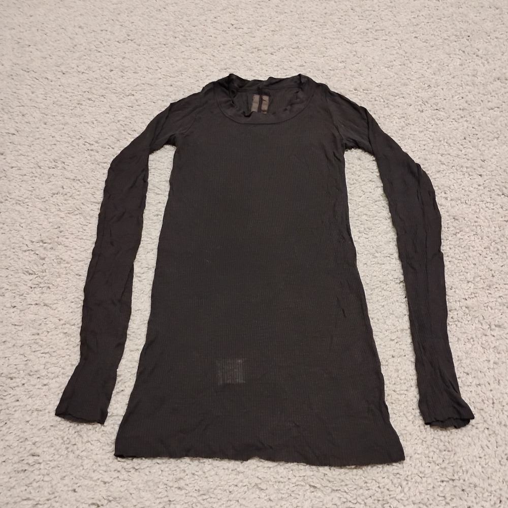 Rick Owens Top Womens US 6 Small Brown Silk Ribbed Grunge Punk Shirt Gothic Emo